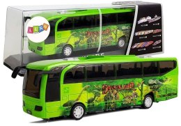 LEAN Toys Autobus Park Jurajski Dinozaury Zielony z Naciągiem Dźwięk Światła