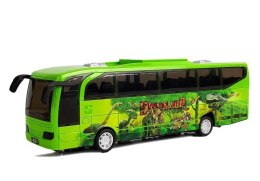 LEAN Toys Autobus Park Jurajski Dinozaury Zielony z Naciągiem Dźwięk Światła