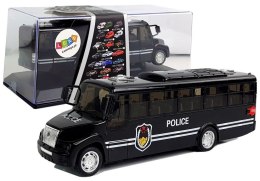 LEAN Toys Autobus Policja Czarny z Napędem Frykcyjnym Na Baterie Dźwięk