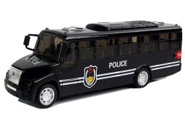LEAN Toys Autobus Policja Czarny z Napędem Frykcyjnym Na Baterie Dźwięk