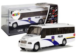 LEAN Toys Autobus Policyjny Bus Policja Biały z Naciągiem Dźwięk