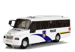 LEAN Toys Autobus Policyjny Bus Policja Biały z Naciągiem Dźwięk