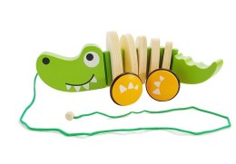 LEAN Toys Drewniany Krokodyl na Kółkach 18cm