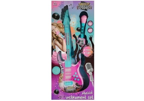 LEAN Toys Gitara Z Mikrofonem Zestaw Do Karaoke Światła Dźwięki LEAN Toys Gitara Z Mikrofonem Zestaw Do Karaoke Światła Dźwięki