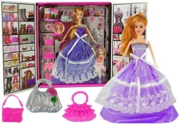 LEAN Toys Lalka Fioletowa Suknia Bal Torebka Szpilki Biżuteria
