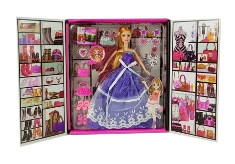 LEAN Toys Lalka Fioletowa Suknia Bal Torebka Szpilki Biżuteria LEAN Toys Lalka Fioletowa Suknia Bal Torebka Szpilki Biżuteria