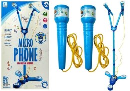 LEAN Toys Mikrofony Zestaw Karaoke Dla Dzieci Niebieski Statyw Na Baterie