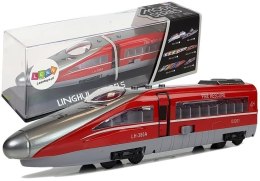 LEAN Toys Pociąg Pendolino z Naciągiem Czerwony z Dźwiękiem i Światłami