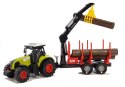 LEAN Toys Traktor z Przyczepą leśną z Drewnem i Ramieniem