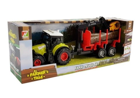 LEAN Toys Traktor z Przyczepą leśną z Drewnem i Ramieniem LEAN Toys Traktor z Przyczepą leśną z Drewnem i Ramieniem