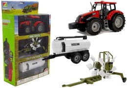 LEAN Toys Traktor z Przyczepką, Zgrabiarką i Cysterną Czerwony