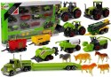 LEAN Toys Zestaw Pojazdów Rolniczych Traktory Przyczepy z Figurkami Zwierząt