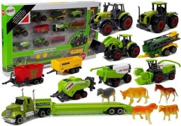 LEAN Toys Zestaw Pojazdów Rolniczych Traktory Przyczepy z Figurkami Zwierząt