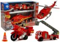 LEAN Toys Zestaw Pojazdów Straż Pożarna Helikopter Motor Światło Dźwięki