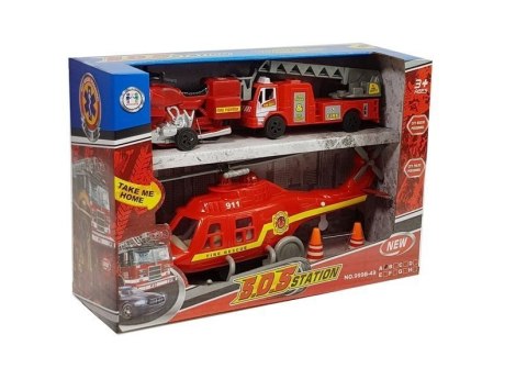 LEAN Toys Zestaw Pojazdów Straż Pożarna Helikopter Motor Światło Dźwięki LEAN Toys Zestaw Pojazdów Straż Pożarna Helikopter Motor Światło Dźwięki
