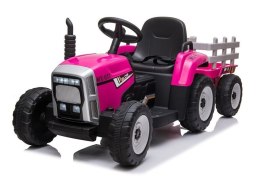 LEAN CARS Traktor na Akumulator z Przyczepą XMX611 Różowy