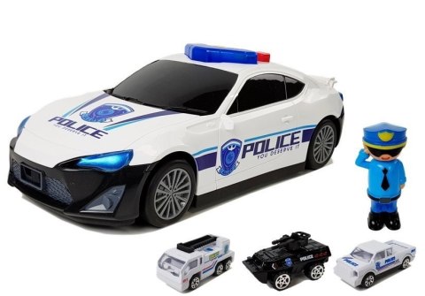 LEAN Toys Auto Policyjne Schowek Garaż 2w1 Policjant Małe Autka Dźwięk Światła LEAN Toys Auto Policyjne Schowek Garaż 2w1 Policjant Małe Autka Dźwięk Światła
