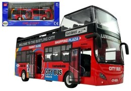 LEAN Toys Autobus Piętrowy z Dźwiękiem 1:32 Otwierane Drzwi Czerwony