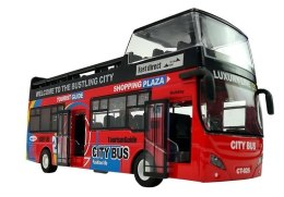 LEAN Toys Autobus Piętrowy z Dźwiękiem 1:32 Otwierane Drzwi Czerwony