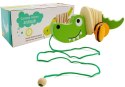 LEAN Toys Drewniany Krokodyl na Kółkach 18cm