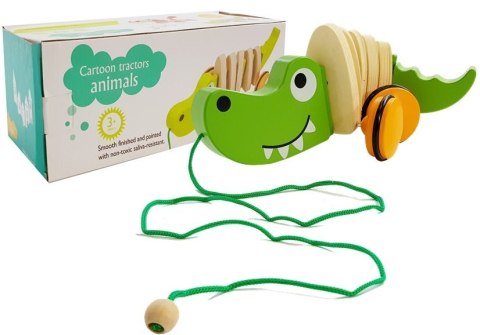 LEAN Toys Drewniany Krokodyl na Kółkach 18cm LEAN Toys Drewniany Krokodyl na Kółkach 18cm