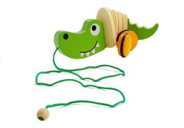LEAN Toys Drewniany Krokodyl na Kółkach 18cm