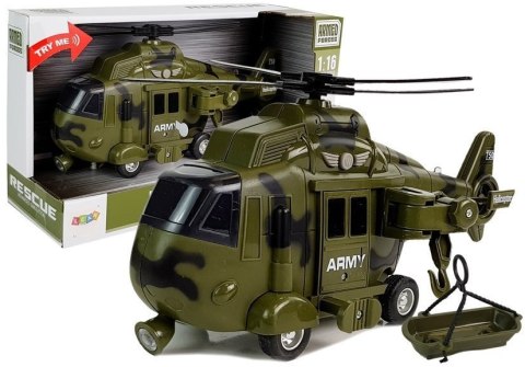 LEAN Toys Helikopter Wojskowy Ratunkowy 1:16 Hak Dźwięk Światła LEAN Toys Helikopter Wojskowy Ratunkowy 1:16 Hak Dźwięk Światła