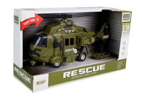 LEAN Toys Helikopter Wojskowy Ratunkowy 1:16 Hak Dźwięk Światła LEAN Toys Helikopter Wojskowy Ratunkowy 1:16 Hak Dźwięk Światła