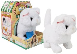 LEAN Toys Interaktywny Kot Pers Biały Chodzi Rusza Ogonem na Baterie