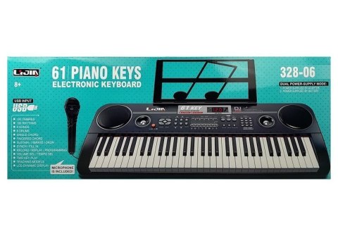LEAN Toys Keyboard Organy 328-06 Mikrofon Zasilacz Czarny LEAN Toys Keyboard Organy 328-06 Mikrofon Zasilacz Czarny