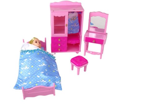 LEAN Toys Lalka Meble Zestaw Łóżko Szafa Toaletka LEAN Toys Lalka Meble Zestaw Łóżko Szafa Toaletka