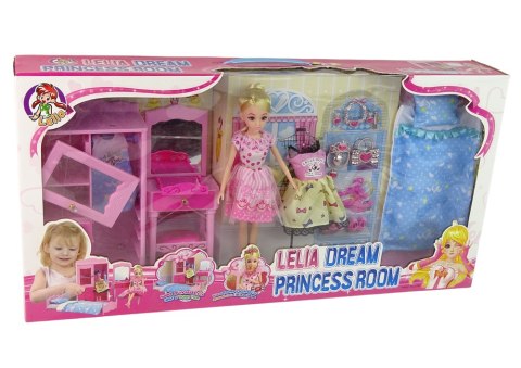 LEAN Toys Lalka Meble Zestaw Łóżko Szafa Toaletka LEAN Toys Lalka Meble Zestaw Łóżko Szafa Toaletka