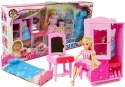 LEAN Toys Lalka Meble Zestaw Łóżko Szafa Toaletka