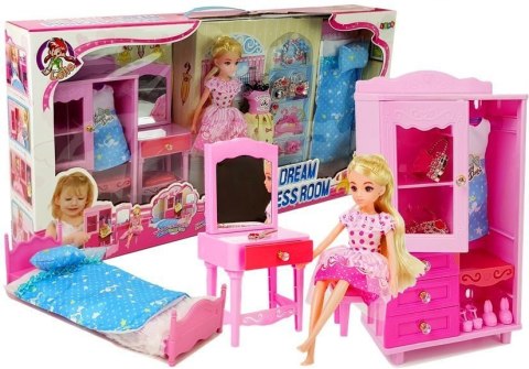 LEAN Toys Lalka Meble Zestaw Łóżko Szafa Toaletka LEAN Toys Lalka Meble Zestaw Łóżko Szafa Toaletka