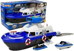 LEAN Toys Łódź Transportowa Policyjna z Autkami, z dźwiękiem i światłami