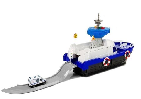 LEAN Toys Łódź Transportowa Policyjna z Autkami, z dźwiękiem i światłami LEAN Toys Łódź Transportowa Policyjna z Autkami, z dźwiękiem i światłami