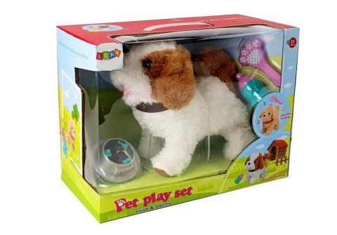 LEAN Toys Pluszowy Pies na Baterie Biały w Łaty Rusza Ogonem Dźwięk LEAN Toys Pluszowy Pies na Baterie Biały w Łaty Rusza Ogonem Dźwięk