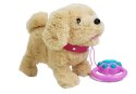 LEAN Toys Pluszowy Piesek na Smyczy na Baterie Kremowy Akcesoria