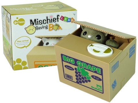 LEAN Toys Skarbonka Kot Nauka Oszczędzania Winogrono LEAN Toys Skarbonka Kot Nauka Oszczędzania Winogrono