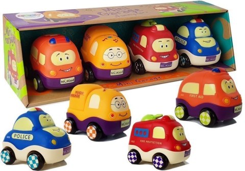 LEAN Toys Zestaw Autek Policja Ambulans dla Niemowlaka z Napędem 4el LEAN Toys Zestaw Autek Policja Ambulans dla Niemowlaka z Napędem 4el