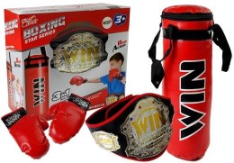 LEAN Toys Zestaw Bokserski Worek Rękawice Pas Zwycięzcy Bokser