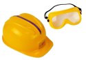 LEAN Toys Zestaw Narzędzi Piła Zielona Na Baterie Kask Rękawice i Okulary ochronne