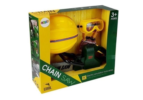 LEAN Toys Zestaw Narzędzi Piła Zielona Na Baterie Kask Rękawice i Okulary ochronne LEAN Toys Zestaw Narzędzi Piła Zielona Na Baterie Kask Rękawice i Okulary ochronne