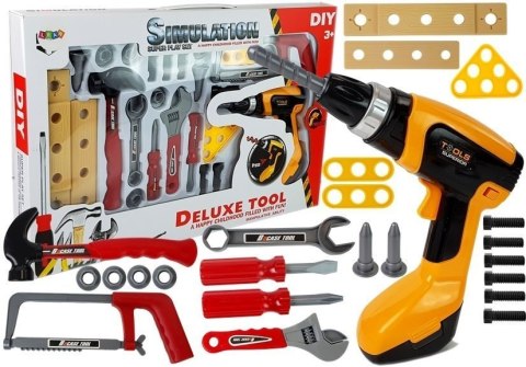 LEAN Toys Zestaw Narzędzi dla Majsterkowicza 29 Elementów Wiertarka Młotek Piła LEAN Toys Zestaw Narzędzi dla Majsterkowicza 29 Elementów Wiertarka Młotek Piła