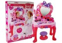 LEAN Toys Zestaw Piękności Toaletka dla dziewczynki z Lusterkiem Dźwiękami Światłem Stołeczek