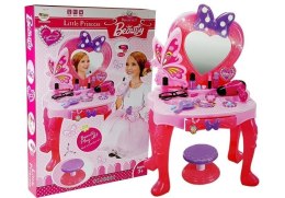 LEAN Toys Zestaw Piękności Toaletka dla dziewczynki z Lusterkiem Dźwiękami Światłem Stołeczek