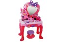 LEAN Toys Zestaw Piękności Toaletka dla dziewczynki z Lusterkiem Dźwiękami Światłem Stołeczek