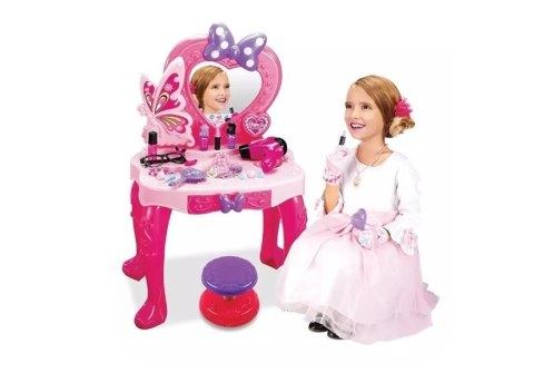 LEAN Toys Zestaw Piękności Toaletka dla dziewczynki z Lusterkiem Dźwiękami Światłem Stołeczek LEAN Toys Zestaw Piękności Toaletka dla dziewczynki z Lusterkiem Dźwiękami Światłem Stołeczek
