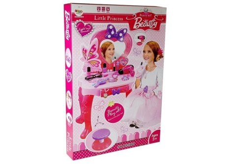 LEAN Toys Zestaw Piękności Toaletka dla dziewczynki z Lusterkiem Dźwiękami Światłem Stołeczek LEAN Toys Zestaw Piękności Toaletka dla dziewczynki z Lusterkiem Dźwiękami Światłem Stołeczek