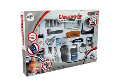 LEAN Toys Zestaw Salon Fryzjerski Dziecięcy Barber Suszarka Maszynka Akcesoria Srebrny LEAN Toys Zestaw Salon Fryzjerski Dziecięcy Barber Suszarka Maszynka Akcesoria Srebrny